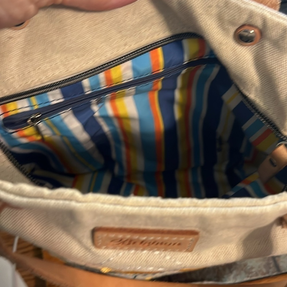 Brighton “Sunny Daisy” Embroidered Canvas Bag “Let Love Grow “ Colorful Strap - Picture 11 of 11